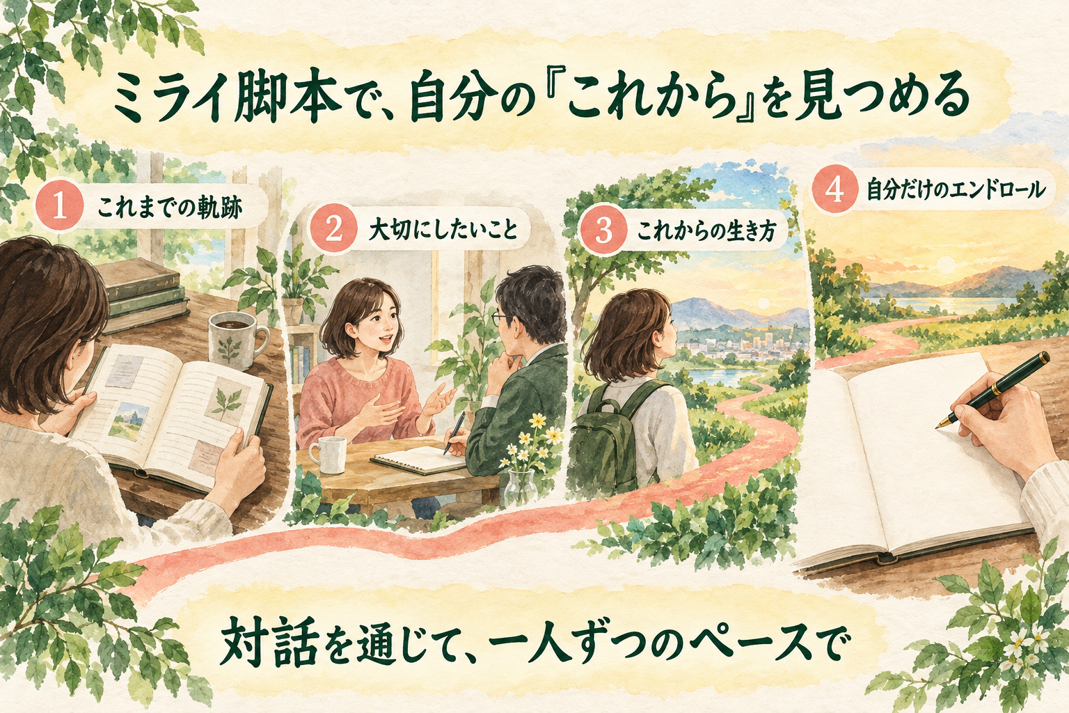 ミライ脚本で、これまでの軌跡、大切にしたいこと、これからの生き方、自分だけのエンドロールを対話で振り返る
