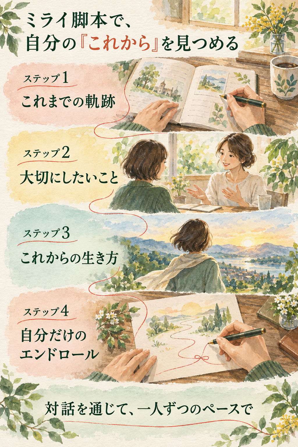 ミライ脚本で、これまでの軌跡、大切にしたいこと、これからの生き方、自分だけのエンドロールを対話で振り返る