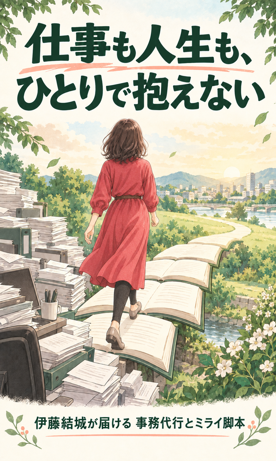 漫画1ページ目。伊藤結城さんの事務代行と、経験を未来へつなぐ物語の表紙