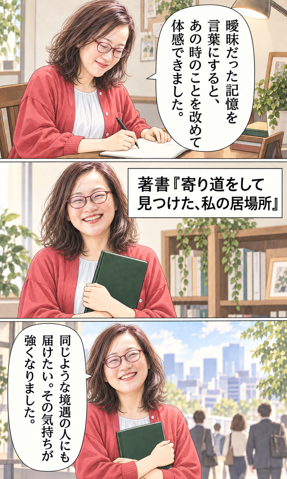 漫画7ページ目。著書『寄り道をして見つけた、私の居場所』